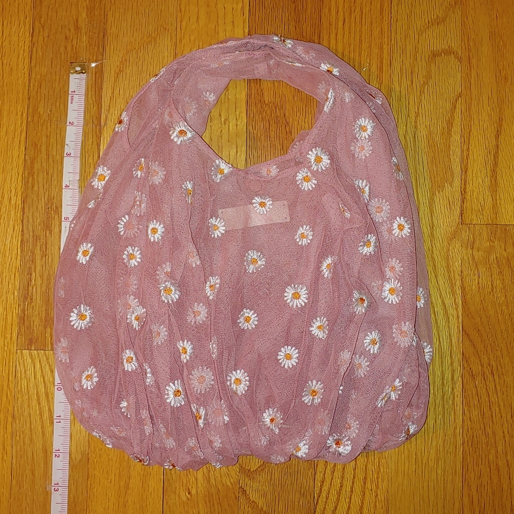 Pink Daisy Mesh Purse Handbag - Picture 2 of 4